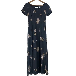 Vintage Dress Sz 2 Ann Taylor Floral Short Sleeved Lined Fitted Top Straight Cut - Picture 1 of 6
