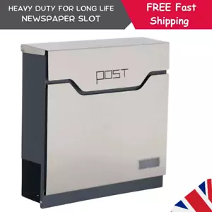 Steel Metal Letter Post Box Wall Mounted Lockable Modern Graphite Grey Key Lock - Picture 1 of 8