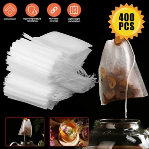 400Pcs Tea Bags Disposable Drawstring Flip Empty Teabags Herb Loose Teas Filters - Picture 1 of 13