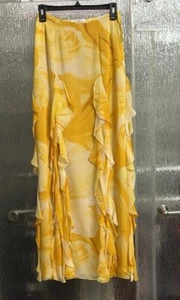 Oscar De La Renta Ruffled Maxi Skirt Lined Side Zip 26x43 Size 6 Runs Small - Picture 1 of 6