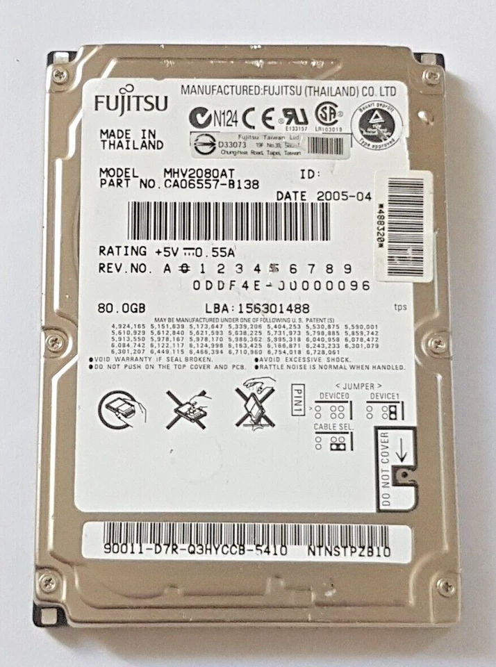 80 GB Ide Fujitsu MHV2080AT P-Ata 4200rpm 8MB HDD 2.5 " Internal Hard Drive - Image 1 of 1