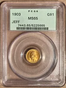 1903 PCGS MS65 Jefferson LA Purchase Gold Dollar G$1 - OGH - Old Green Holder - Picture 1 of 2
