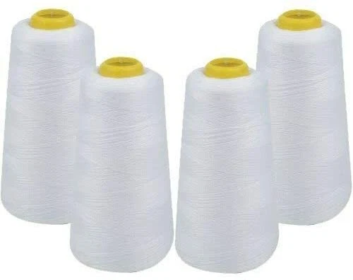 4 PACK of 6000 Yard each Spools WHITE Sewing Thread All Purpose 100% Polyester - Image 1 of 1