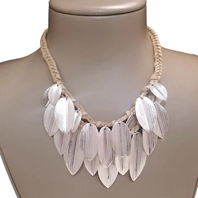 Tommy Bahama Women's Statement Necklace Silver Tone Rope Petal Charms NWT MSRP - Image 1 of 3