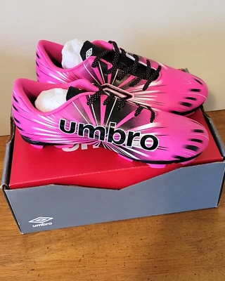 UMBRO Arturo 3.0 Hot Pink & Black Soccer Cleats Youth Shoes Sz 2.5 NEW!  - Image 1 of 4