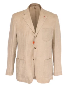 NWT ISAIA NAPOLI SPORT COAT jacket pure linen beige luxury Italy 50 - Picture 1 of 6