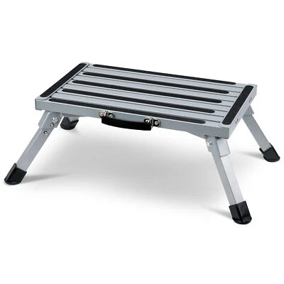 Folding Aluminium Stool Portable Caravan Step Ladder Trailer 200KG Loading Home - image 1 of 4