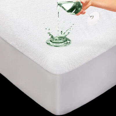 Waterproof Terry Towel Mattress Protector Fitted Sheet Bed Cover Non-Allergenic  - Image 1 of 4