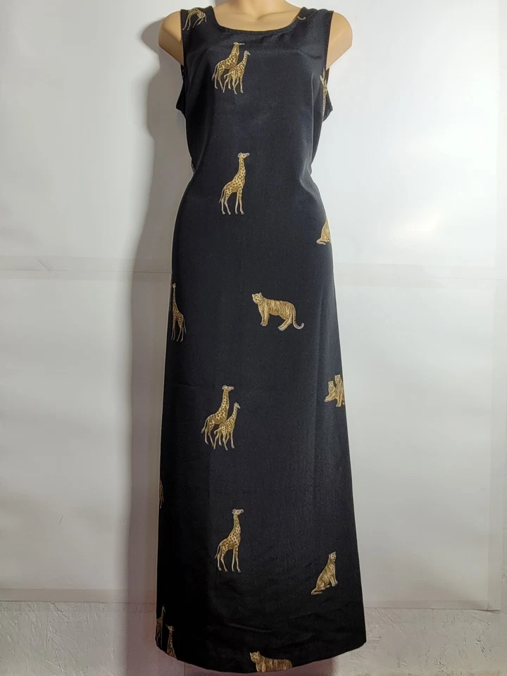 Mujer De Colección Talla 10 Betsy's Things Vestido Remoto Sin Mangas Jirafa Tigres Negro  Foto 1 de 4