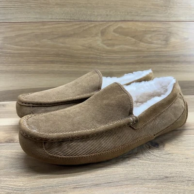 UGG Ascot Slippers Mens 13 Chestnut Suede Shearling Fur Lined - Image 1 of 4