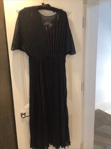 Banana Republic Navy Pleated Maxi Dress Size L - Picture 1 of 14