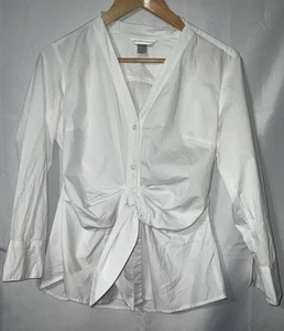 Christopher &Banks Womens Tie Front White Blouse Small - Picture 1 of 6