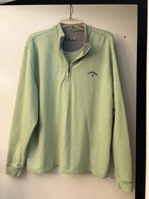 CALLAWAY 轻量级四分之一拉链高尔夫 PULLOVER 绿色 ASH XL 全新无标签 — 第 1/3 张图片