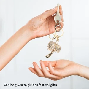 2pcs Keychain Pendants Coconut Palm Tree Shape Rhinestone Keychain For Car Zz1 - Picture 1 of 12