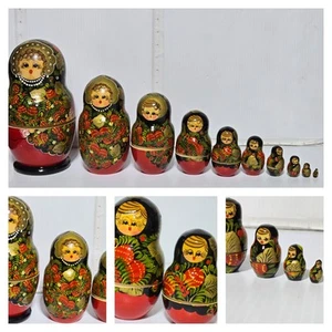 Vintage Rare Signed Ceprneb Nocad Russian Nesting Dolls 10-set Complete - Picture 1 of 20