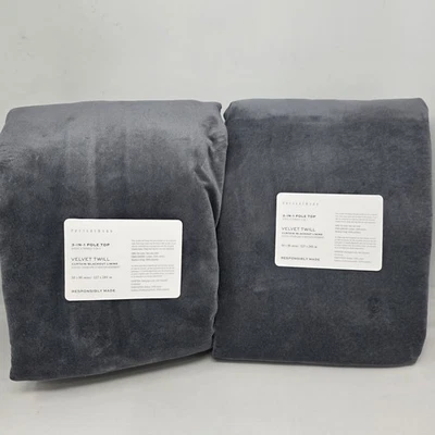 Pottery Barn Velvet Twill Blackout Curtains Steel Blue 2 Panels Blackout 50x96 - Image 1 of 4