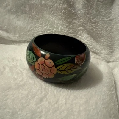 Отличный зеленый цветочный широкий смолы акриловый коренастый браслет. ВЕСЕЛО! - Изображение 1 из 4