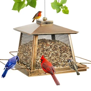 Large Bird Feeder for Outdoor, Gazebo Style Wild Bird Feeders, Metal Mesh Squ... - Picture 1 of 8