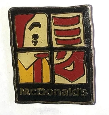 Vintage Enamel McDonald’s Ronald McDonald Puzzle Face Employee Hat Lapel Pin - Image 1 of 4