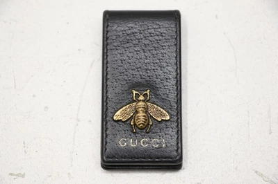 GUCCI Metal Abeja Animalier Clip para Dinero Cuero Negro Billetera Porta Billetes Foto 1 de 4