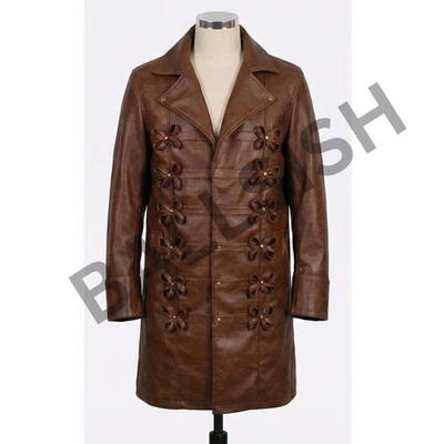 Men’s Brown Leather Military Trench Coat | Vintage Long Jacket | Handmade Coat - Image 1 of 3