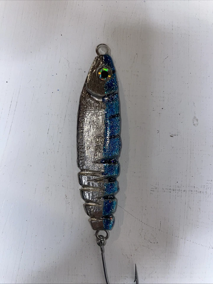 SHAG-N SHAD 6 盎司诱饵老式鱼饵蓝色带钩 — 第 1/4 张图片