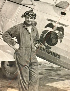 1920’s Photo USMC Marine Aircrew Managua Nicaragua Droop Wing EGA O2-U Corsair - Picture 1 of 3