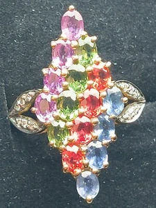 EXKLUSIVER SOLITÄR🌈SMA/RUB/Aqua/BrilL Ca.2,6K🌈GOLD 417/10K RING,UNIK - Bild 1 von 12