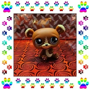 Littlest Pet Shop LPS Authentic #1075 Sleddin Fun Brown Bear Blue eyes - Picture 1 of 3