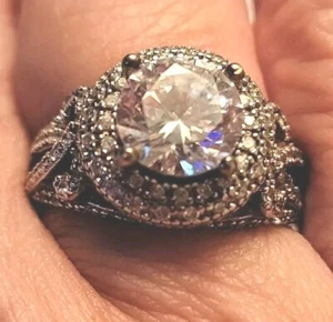 SAM & Co 925 Sterling Silber Ring rund 3 Karat 20+ Akzente Gr. 6,75 - Bild 1 von 9