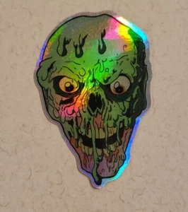3" VINYL HOLOGRAPHIC SKULL STICKER - Picture 1 of 2