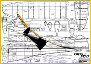 Planos de Modelo de Avión (FF): Vintage RECORD HOUND 72" Clase B-C (Henry Struck) - Imagen 1 de 8