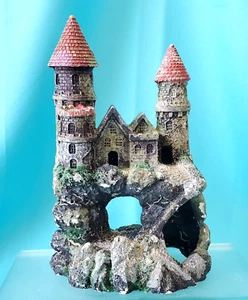 AQUARIUM DECOR - OLE' WORLD CASTLE - DECORATION FOR FISH TANK - 8"H - Picture 1 of 9