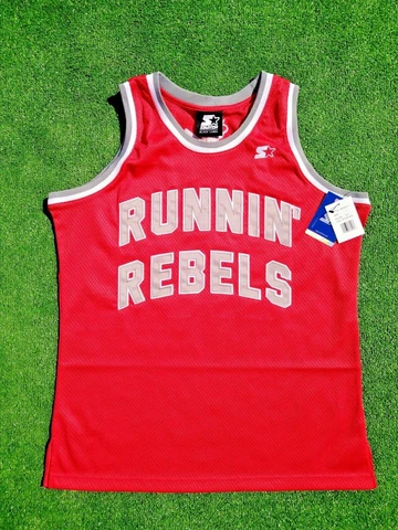90's Retro Starter UNLV RUNNIN REBELS Vegas Nevada NCAA Hey Reb Mascot LG Jersey Cover