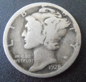 1928 S Mercury Silver Dime (28SUM1) - Picture 1 of 3