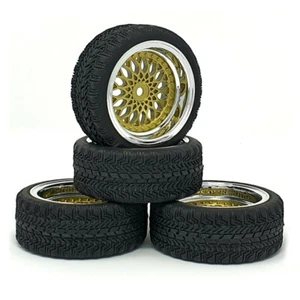 4pcs 1/10 Rubber Tires &12mm Hex Wheels Rims Set for RC 1:10 On Road Touring Car - Imagen 1 de 5