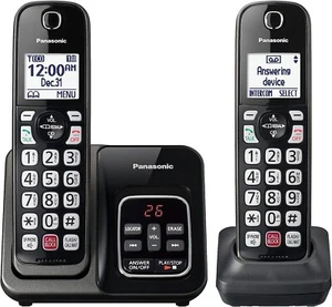 Panasonic KX-TGD832M Expandable Cordless Phone System 2 Handsets Black Open Box - Zdjęcie 1 z 9