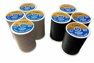 Coats & Clark 8 Dual Duty All Purpose Polyester Thread, Black & White, NEW 8 - Picture 1 of 7