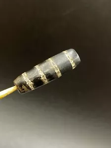 Himalayan Stripes Black and White Phum Dzi Old Antique Bead Pendant Amulet - Picture 1 of 12