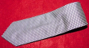 BARNEYS NEW YORK MADE IN ITALY PURPLE/WHITE SQUARES MOTIF TIE - TIES - NECK TIES - Picture 1 of 3