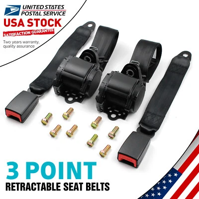 Set of 4 Retractable Auto Car 3 Point Safety Seat Belt Adjustable Diagonal Belt - Imagem 1 de 4