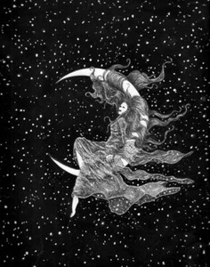 WOMAN IN THE MOON - Signed Art Print - Picture 1 of 2