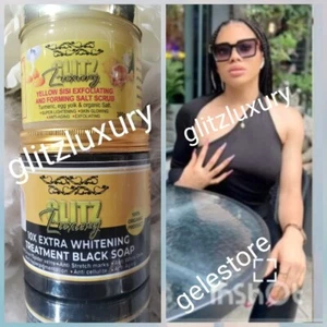 2pc. Glitz luxury 10X Whitening treatment Black Soap👌 & Yellow Sisi salt scrub - Picture 1 of 6