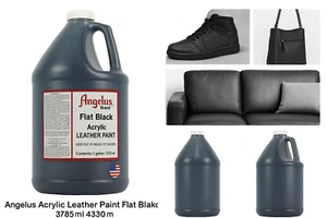Angelus Lederfarbe flach schwarz 1 Gallone (3785ml) | Acrylfarbe für Schuhe Sofa - Bild 1 von 1