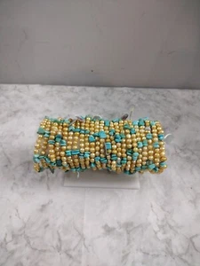 Lot Of 24 Faceted Yellow Pearl And Turquoise Chip Stretch Bracelets Wholesale - Picture 1 of 10