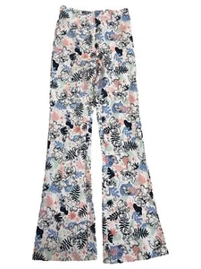 Disney Womens (Jrs) White Stitch Floral Flare Leg Leggings Stretch Pants - Picture 1 of 2