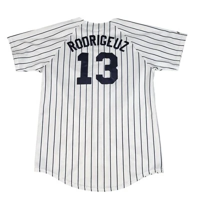 Camiseta de los Yankees de Nueva York para Hombres XL Alex Rodríguez Majestuosa Rayas Blanca MLB EE. UU. Foto 1 de 4