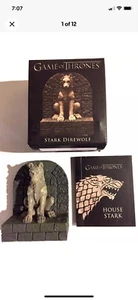 Game of Thrones: STARK DIREWOLF ~ RP Minis ~ 3" MINI STATUE & BOOK ~New - Imagen 1 de 3