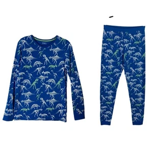 nwot MARKS&SPENCER Panama Set 14-15Y Blue White Lime Dinosaur Print Lounge - Picture 1 of 5