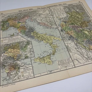 Arte de pared mapa a color antiguo de la década de 1910 1494 Italia Confederación Suiza 1291-1513 - Imagen 1 de 14